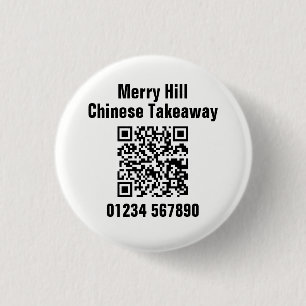 Badge Rond 2,50 Cm Restaurant Takeaway Online Menu QR Code