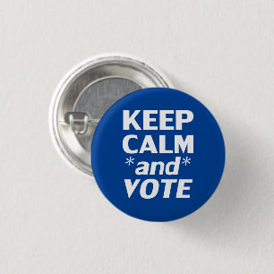 Badge Rond 2,50 Cm "restez calme et votez" bleu, blanc -
