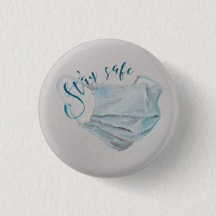 Badge Rond 2,50 Cm Restez en sécurité Masque chirurgical