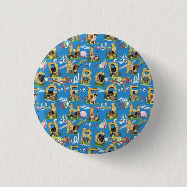 Badge Rond 2,50 Cm Retour À L'École ABC Conception Répétée (Devant)