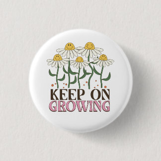Badge Rond 2,50 Cm Retro 70s Smiley Face Daisy Keep On Growing