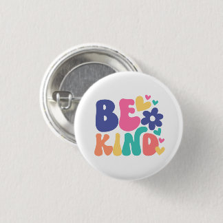 Badge Rond 2,50 Cm Retro Boho Be Kind  – Colorful Groovy Flower Heart