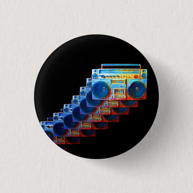 Badge Rond 2,50 Cm Rétro bouton de Boomboxes (Devant)