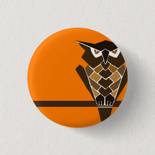 Badge Rond 2,50 Cm Rétro bouton de hibou (brun)
