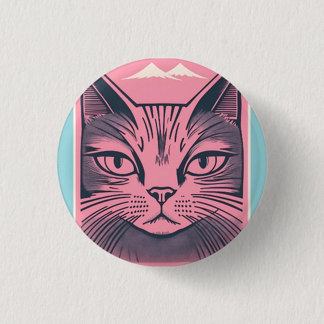 Badge Rond 2,50 Cm retro cat 2 (Devant)