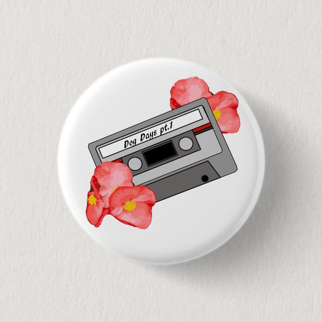 Badge Rond 2,50 Cm Rétro goupille d'enregistreur à cassettes (Devant)