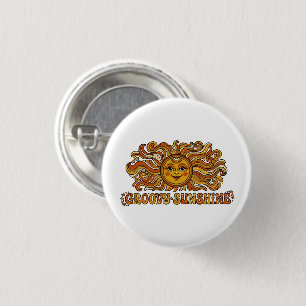 Badge Rond 2,50 Cm Rétro Groovy Soleil Souriant des Années 70