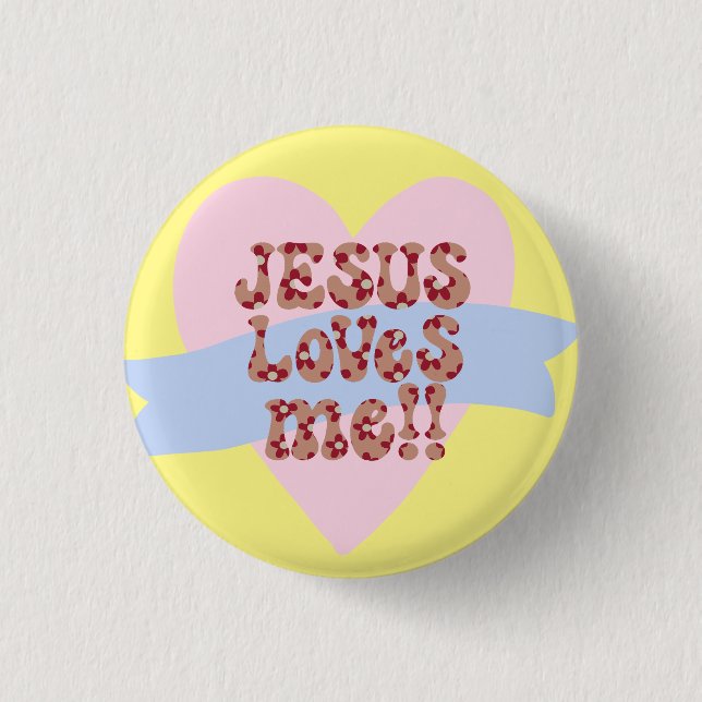 Badge Rond 2,50 Cm Retro Jésus m'aime (Devant)
