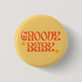 Badge Rond 2,50 Cm Retro les années 70 moutarde Orange Hippie Super b