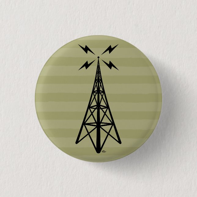 Badge Rond 2,50 Cm Rétro tour hertzienne (Devant)