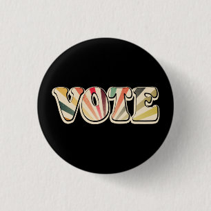 Badge Rond 2,50 Cm Retro Vote Sortez du vote avec Vintage Sunburst