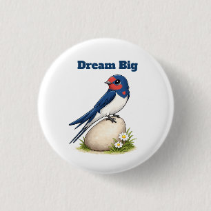 Badge Rond 2,50 Cm Rêve Grand Oiseau Hirondelle Mignon Bouton Rond