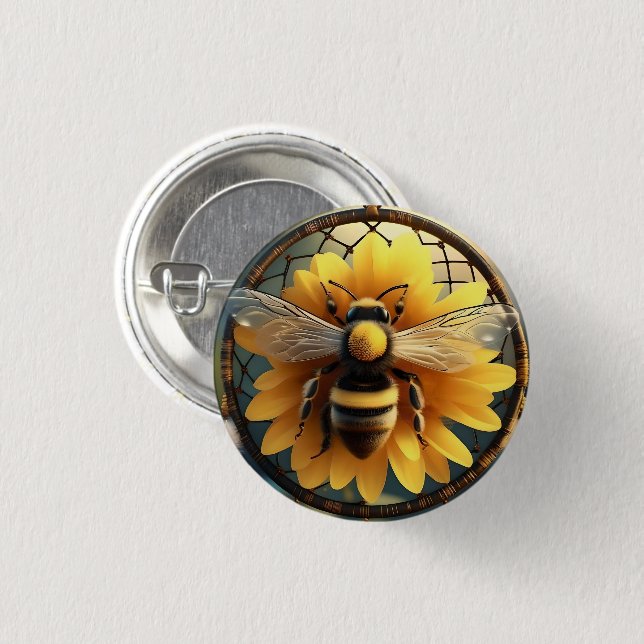Badge Rond 2,50 Cm "Rêves effervescents : Dreamcatcher d'abeilles de  (Devant & derrière)