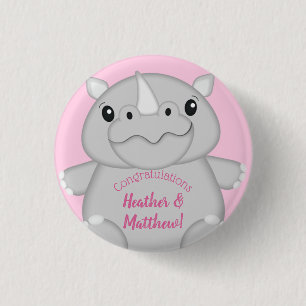 Badge Rond 2,50 Cm Rhino Baby shower rose