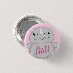 Badge Rond 2,50 Cm Rhino Baby shower rose
