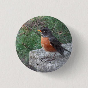 Badge Rond 2,50 Cm Robin Photo Nom personnalisé