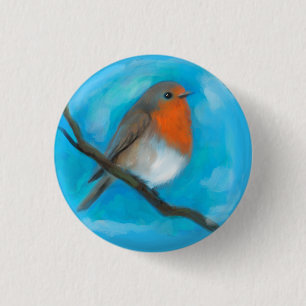 Badge Rond 2,50 Cm Robin rouge