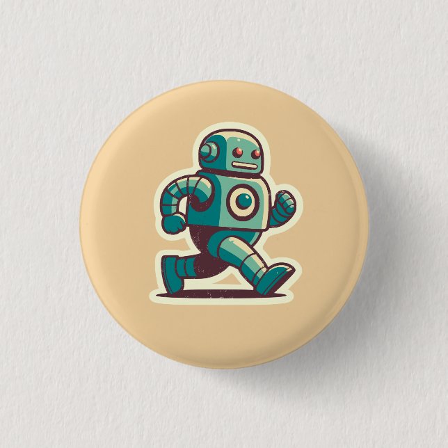 Badge Rond 2,50 Cm Robot Runner (Devant)