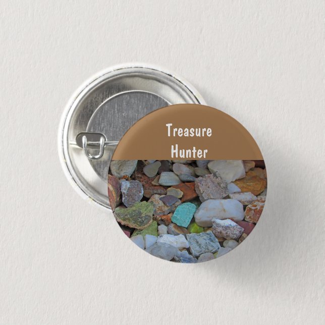 Badge Rond 2,50 Cm Rock Collection Pierre Rockhound Chasseur de tréso (Devant & derrière)