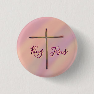Badge Rond 2,50 Cm Roi chrétien Jésus avec Croix