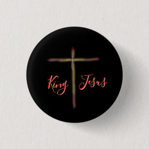 Badge Rond 2,50 Cm Roi chrétien Jésus avec Croix
