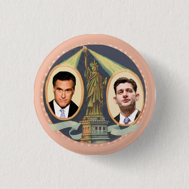 Badge Rond 2,50 Cm Romney Ryan rétro (Devant)