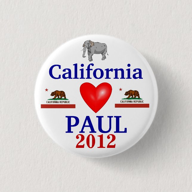 Badge Rond 2,50 Cm Ron Paul la Californie 2012 (Devant)