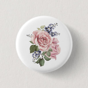 Badge Rond 2,50 Cm Rose de pays rose