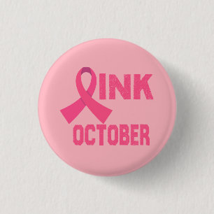 Badge Rond 2,50 Cm Rose en octobre