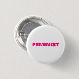 Badge Rond 2,50 Cm Rose féministe, magenta, bouton fuchsia