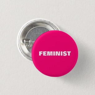 Badge Rond 2,50 Cm rose "féministe", magenta, fuchsia