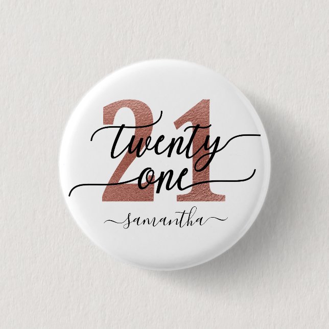 Badge Rond 2,50 Cm Rose Gold 21st Birthday (Devant)