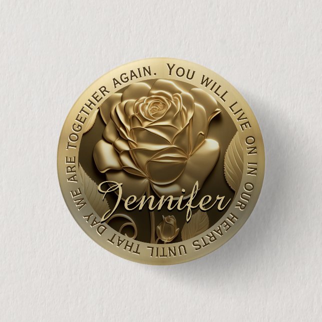 Badge Rond 2,50 Cm Rose or avec nom Memorial (Devant)