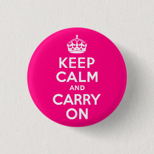 Badge Rond 2,50 Cm Rose Restez calme et continuez