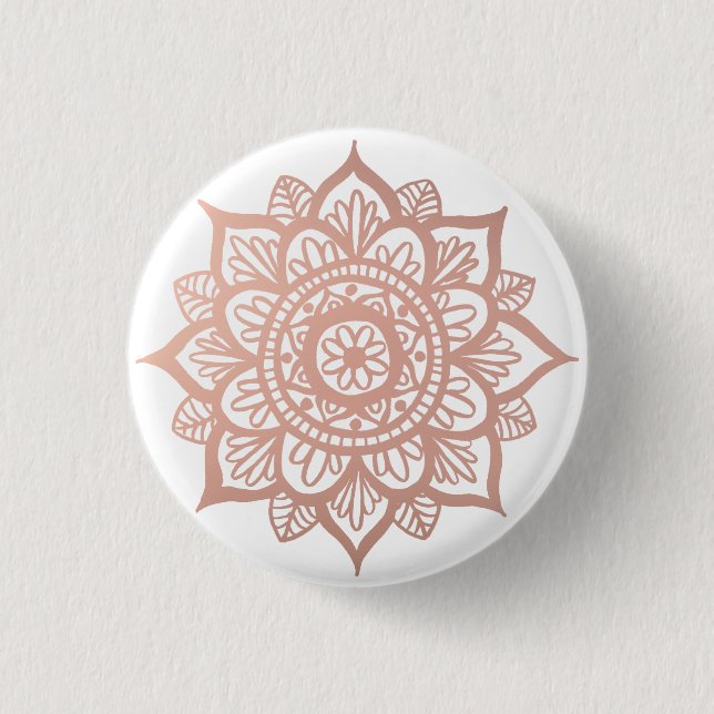 Badge Rond 2,50 Cm Rose Rose Gold Mandala Flower (Devant)