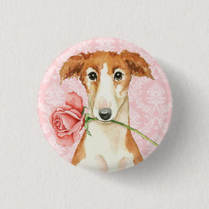 Badge Rond 2,50 Cm Rose Valentin Borzoi