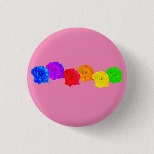Badge Rond 2,50 Cm Roses arc-en-ciel