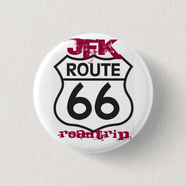 Badge Rond 2,50 Cm route66, promenade en voiture, JFK (Devant)