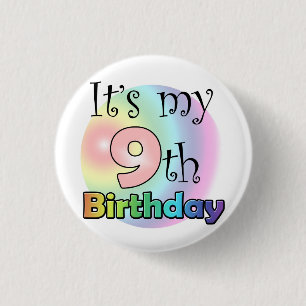 Badge Rond 2,50 Cm Roze It's my 9th Birthday
