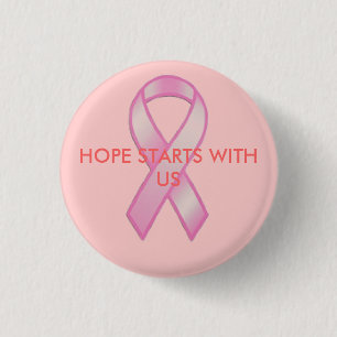Badge Rond 2,50 Cm Ruban de cancer du sein, DÉBUTS d'ESPOIR AVEC les