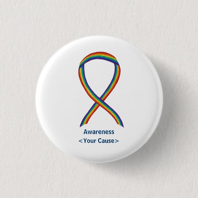 Badge Rond 2,50 Cm Ruban de sensibilisation à l'arc en ciel (Devant)