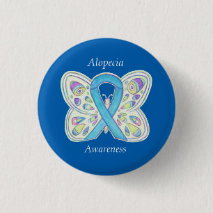 Badge Rond 2,50 Cm Ruban de sensibilisation aux papillons Alopecia Ru