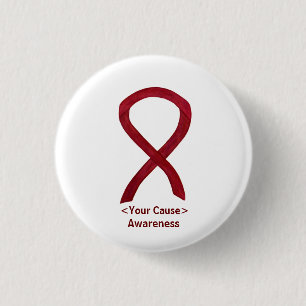Badge Rond 2,50 Cm Ruban de sensibilisation Bourgogne Boutons personn