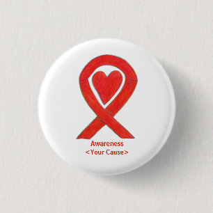 Badge Rond 2,50 Cm Ruban de sensibilisation rouge avec pinces d'art p