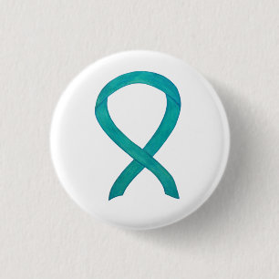 Badge Rond 2,50 Cm Ruban de sensibilisation turquoise Peinture d'ordi