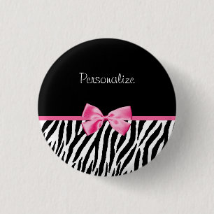 Badge Rond 2,50 Cm Ruban noir et blanc à la mode de rose d'impression