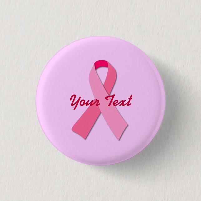 Badge Rond 2,50 Cm Ruban rose avec texte personnalisé (Devant)