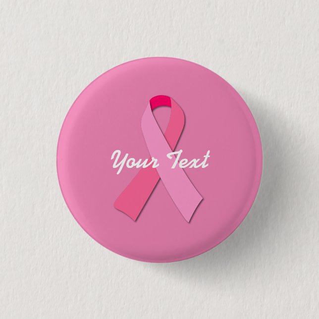 Badge Rond 2,50 Cm Ruban rose avec texte personnalisé (Devant)