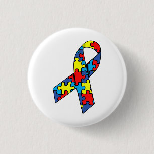 Badge Rond 2,50 Cm Ruban sensibilisation sur l'autisme