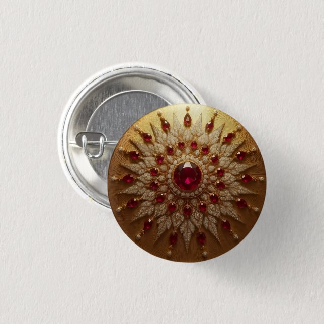 Badge Rond 2,50 Cm Ruby Sun Button (Devant & derrière)